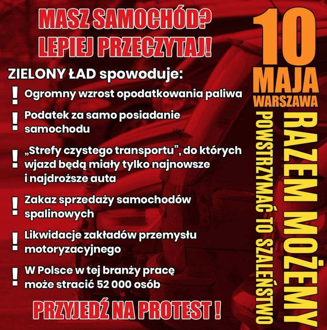 10 maja – protest przeciwko Zielony Ład